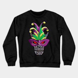 Creepy Mechanical Skull In Mask Carnival Party Mardi Gras Crewneck Sweatshirt